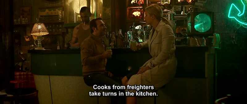 Cooks from freighters take turns in the kitchen