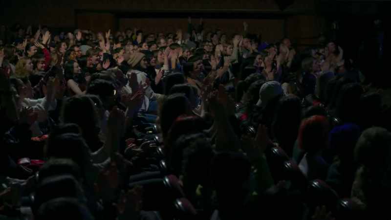 [crowd cheering]