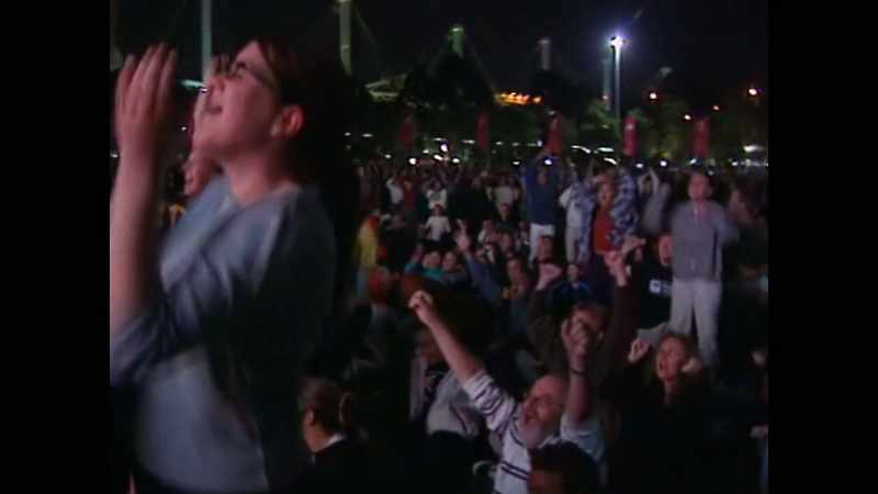 [crowd cheering]