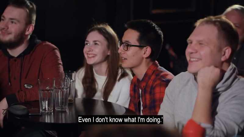 (crowd laughing and clapping)