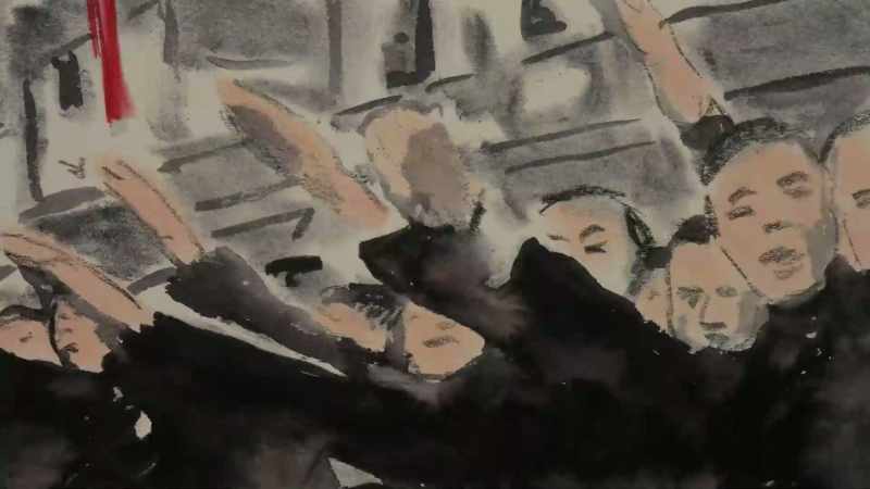 ( crowd shouting ) Sieg Heil! Sieg Heil!