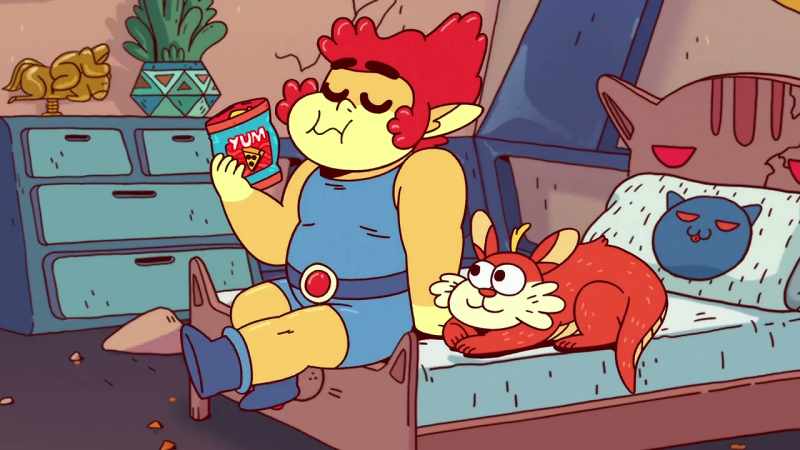 [crunching and humming]