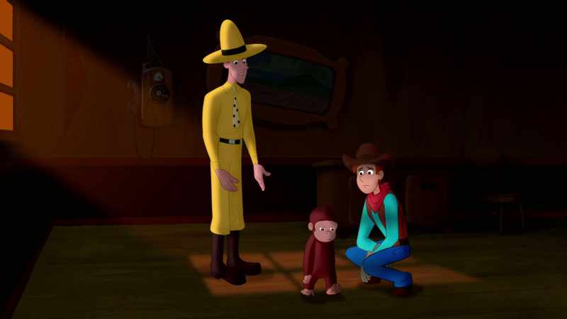 (Curious George chattering) (melancholic music)