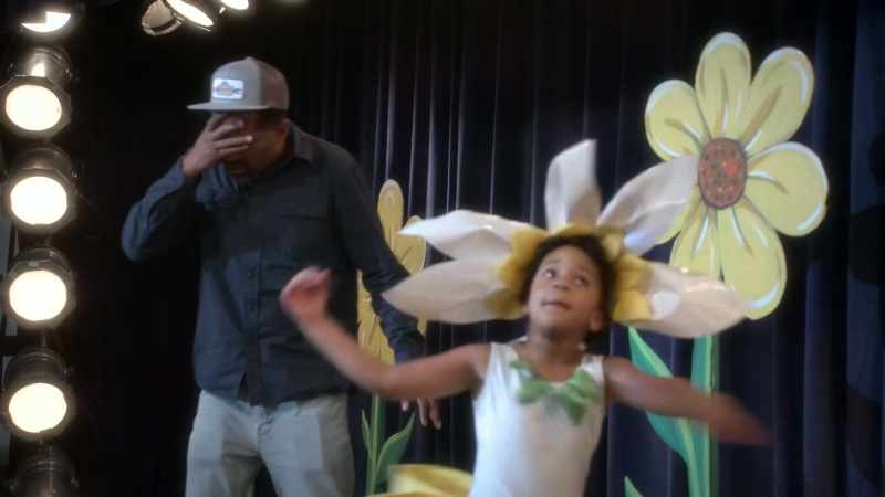 Daddy, you forgot to spin because the flower's happy
