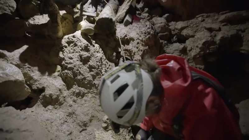 deep inside an abandoned mine tunnel