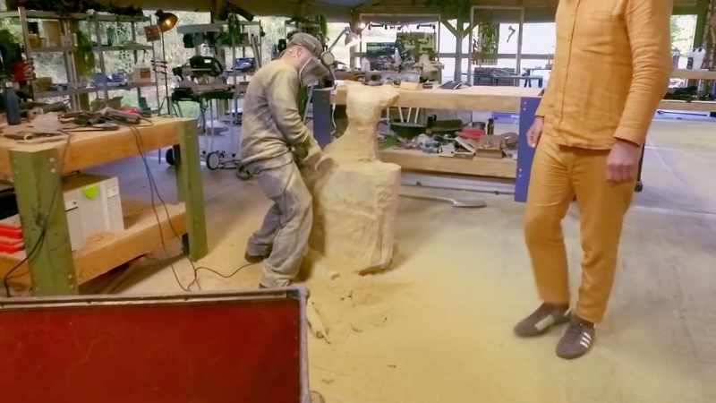 Despite his sculpture being quite small, Joe's behind