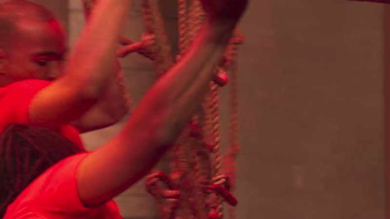 Devon has been using his arms non-stop since hitting that cargo net
