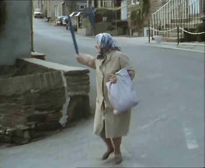 Did tha see that wicked old lady looking for some mugger to bash?