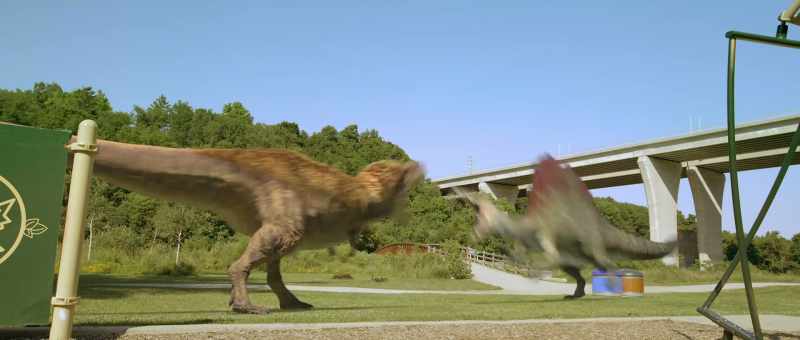 [dinosaurs roaring]