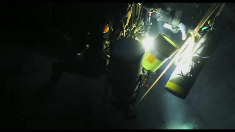 [Don] Two hours into the dive, I was back up to about 46 metes where there was cylinders