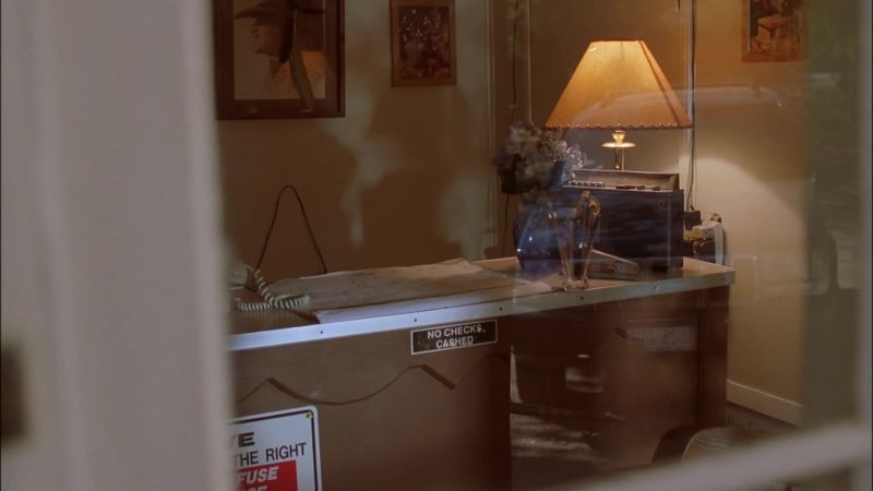 (door buzzer sounding, man growls)