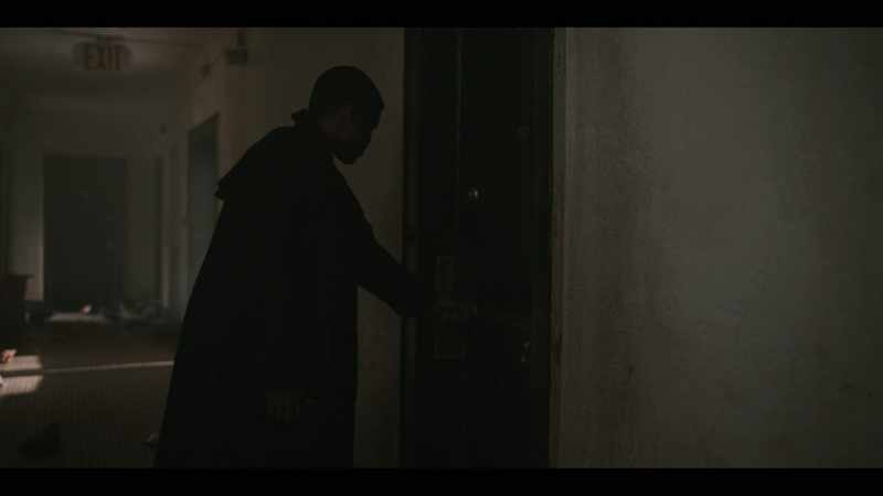 [door handle rattles]