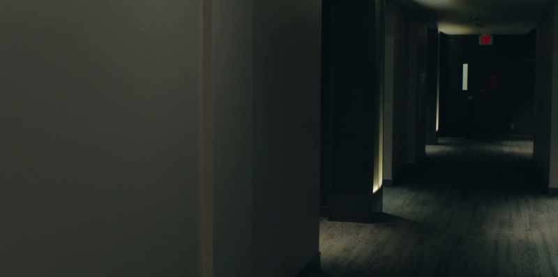 [door opens to music playing]
