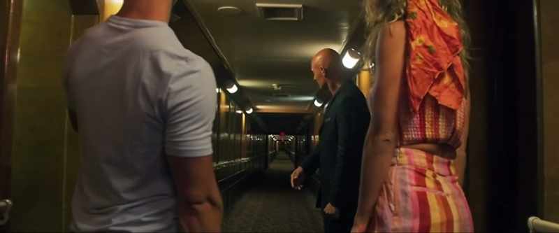 Down the hallway, second exit sign, take a left