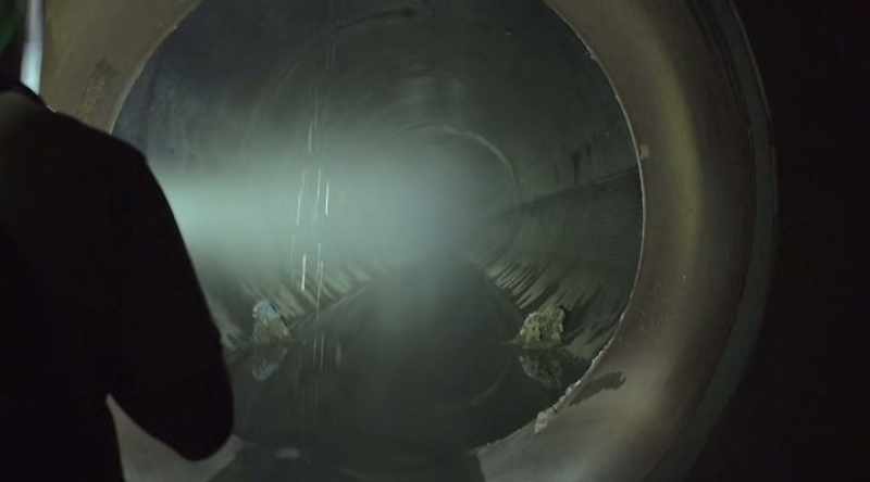 Down there, there should be another access manhole down there