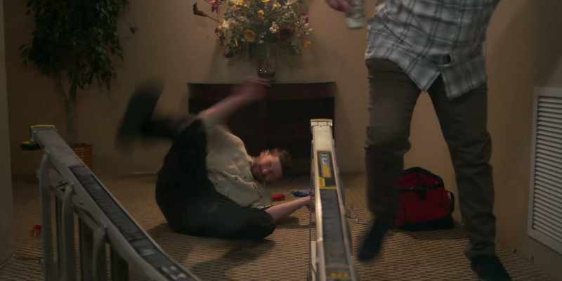 [dramatic music playing] -[grunts]