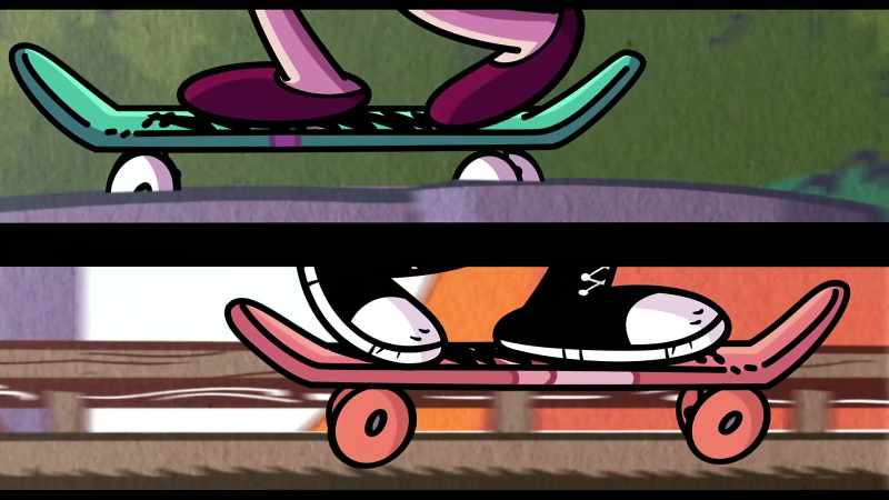[dramatic music playing]
