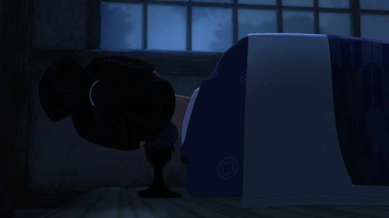 [dramatic music playing]