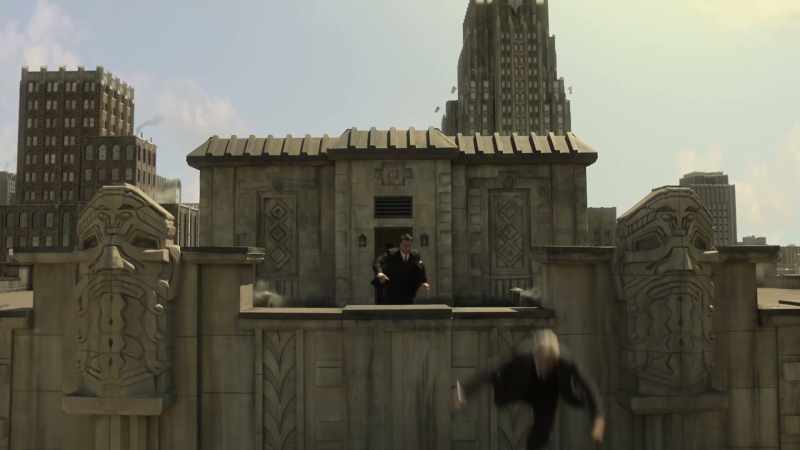 [dramatic music playing]