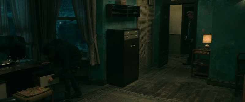 [drawers clattering]