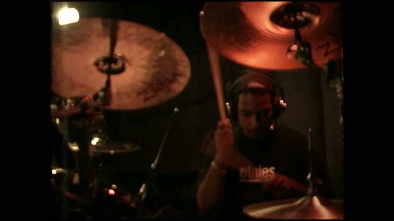 [drum set playing]
