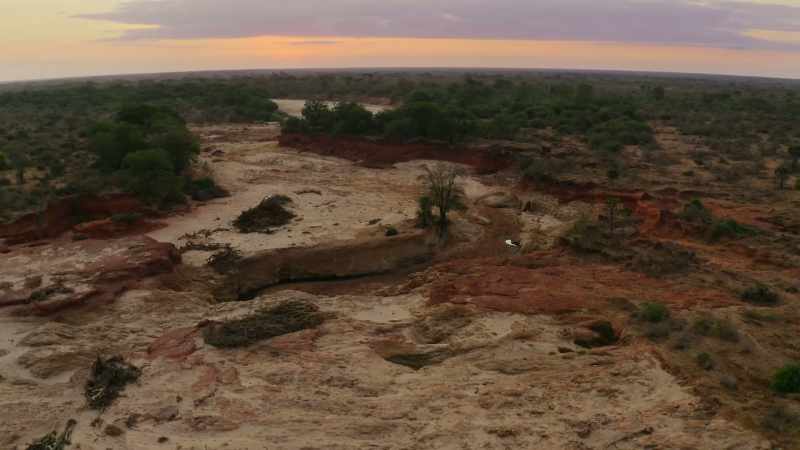 Dry, except for a few precious pools