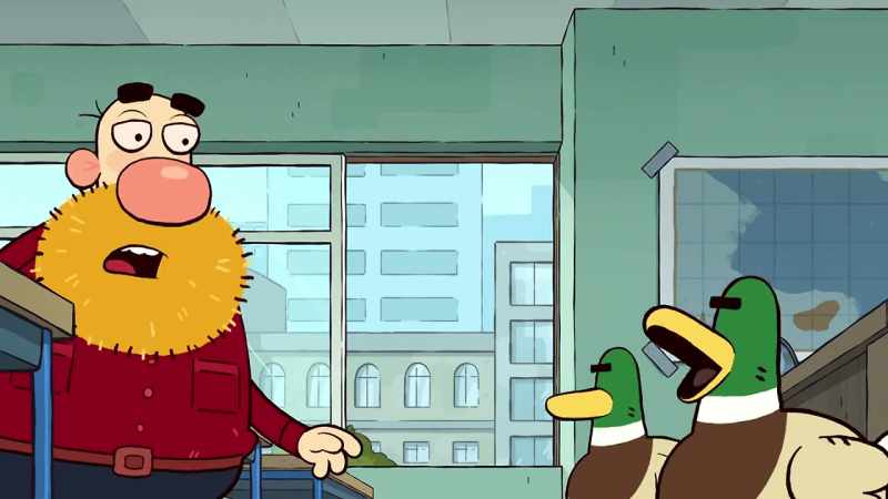 [ducks quacking] - Ducks!