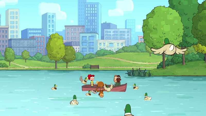 [ducks quacking]