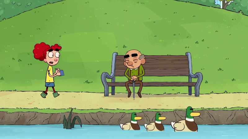 [ducks quacking]
