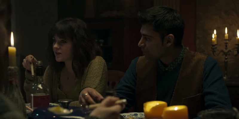 Eating dinner