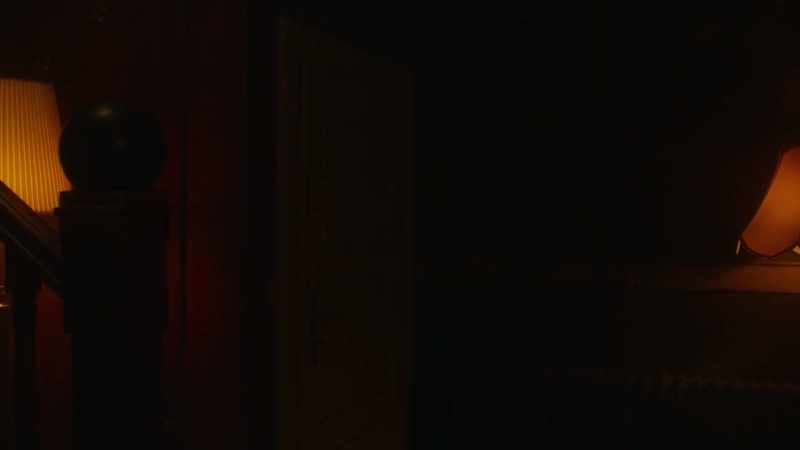 [eerie music playing] -[door rattling]