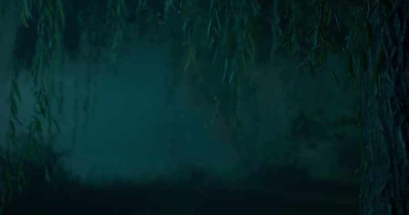 [eerie music playing]