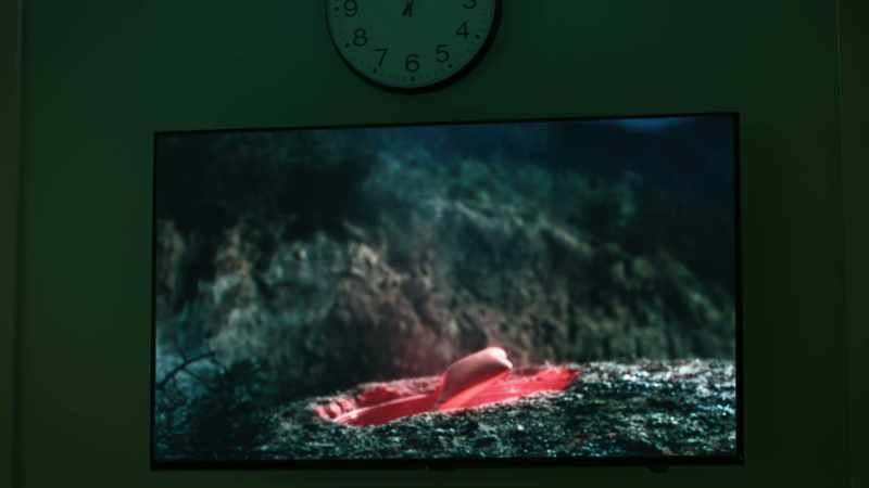 (EERIE, RHYTHMIC PINGING ON TV)