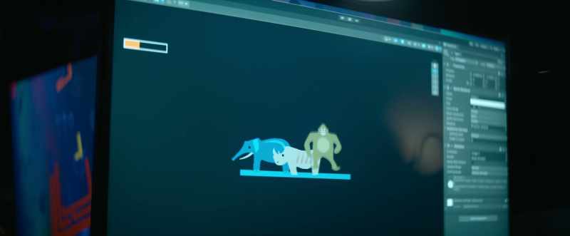 Elephant, rhino, monkey