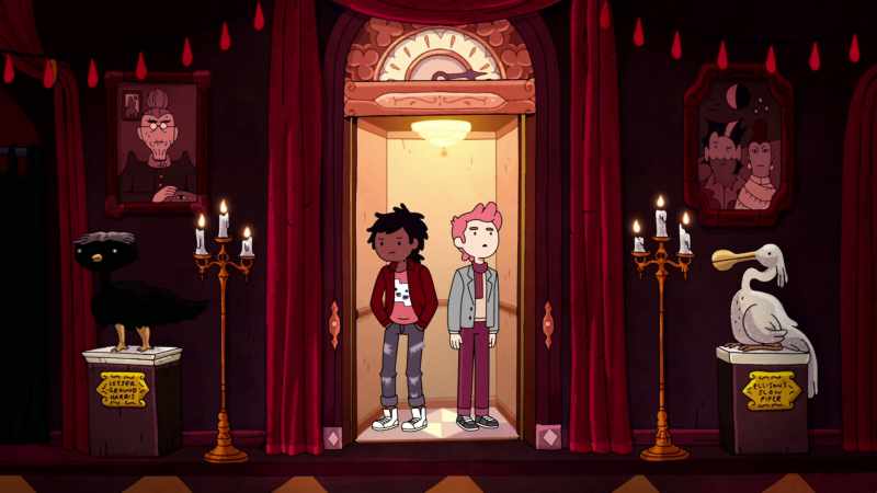 [ Elevator bell dings ]