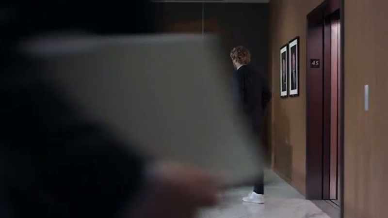 [elevator chimes]