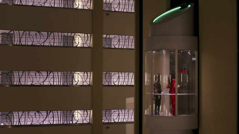 [elevator chimes]