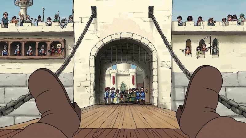 [Elfo and Bean cheer]