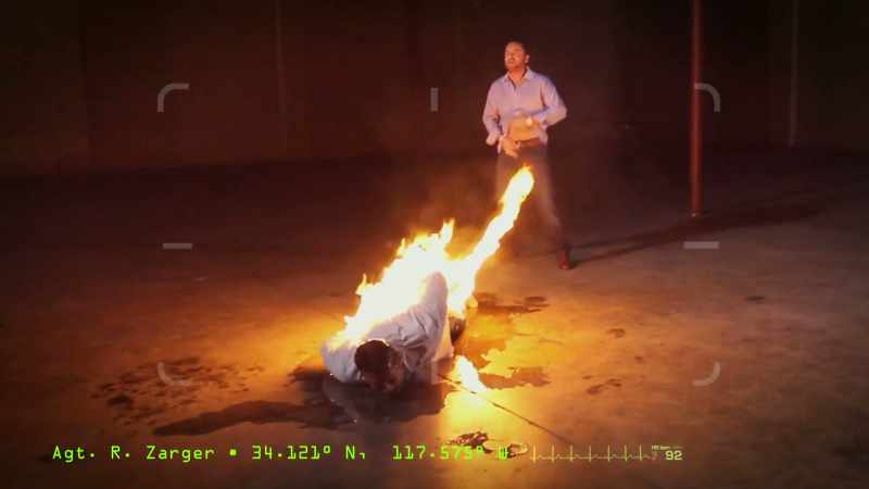 Eli! Come see our friend on fire! Let's put him out, Eli!