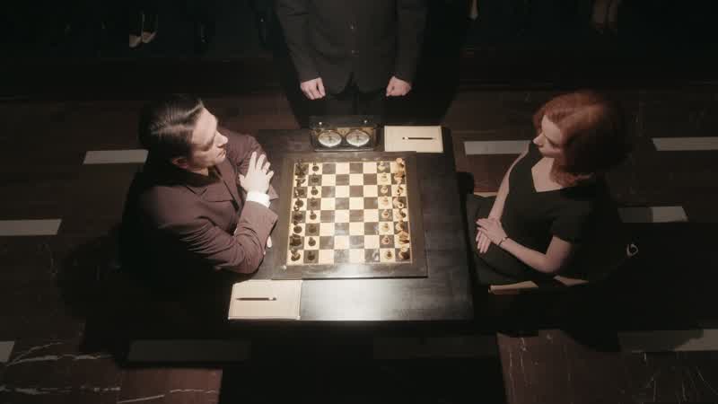Elizabeth Harmon plays pawn to Queen four