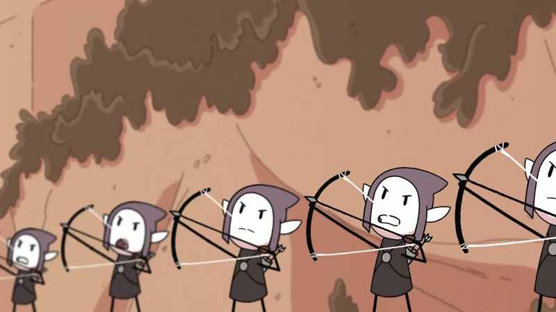 [elves shouting]
