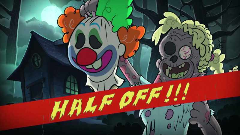 Empty-handed, because clown masks are half off
