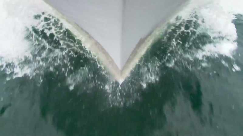 [engine hums] [water swashes]