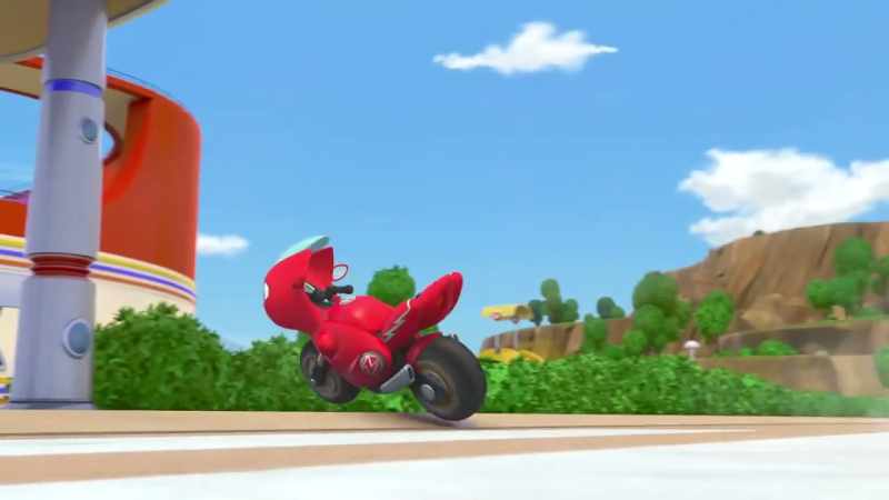 (engine revving, tires screeching)