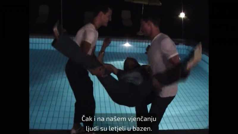 Even at our wedding, people were thrown into the pool