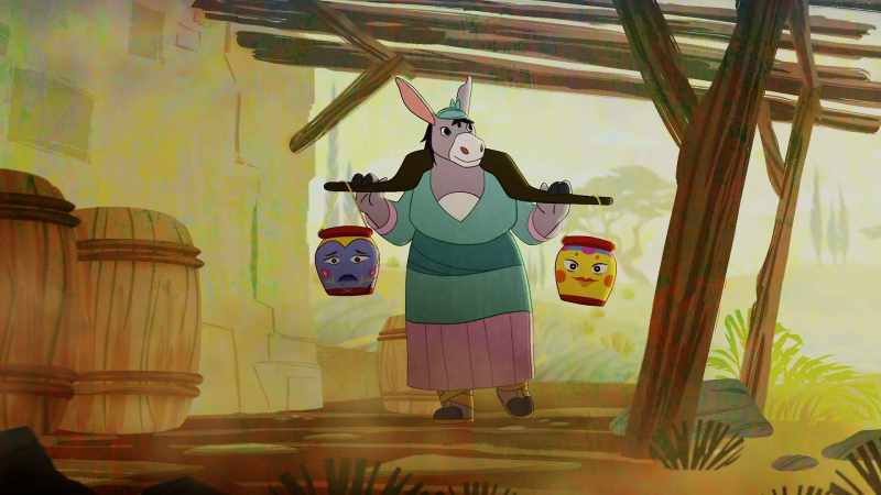 Every morning, she gathered her two large pots