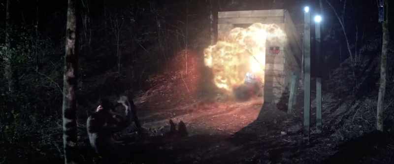 (explosion blasts)