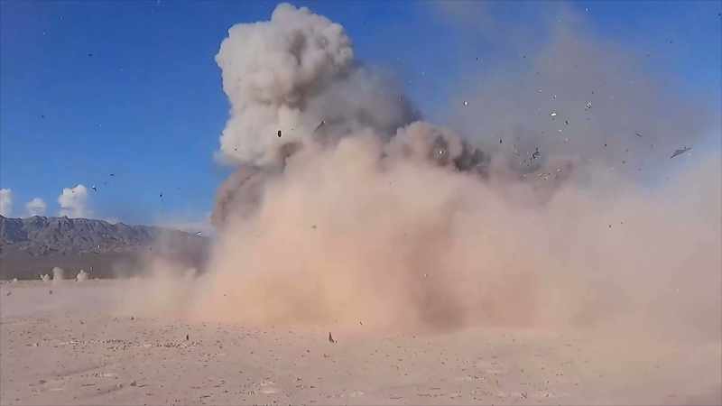(explosion booming)