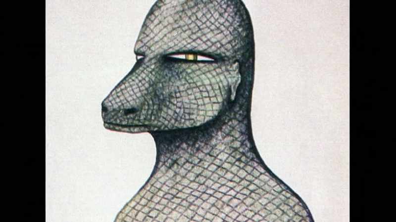 Eyes slanted down toward the outer face