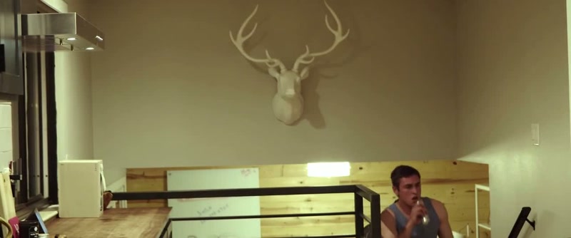 [faint workout music in background]